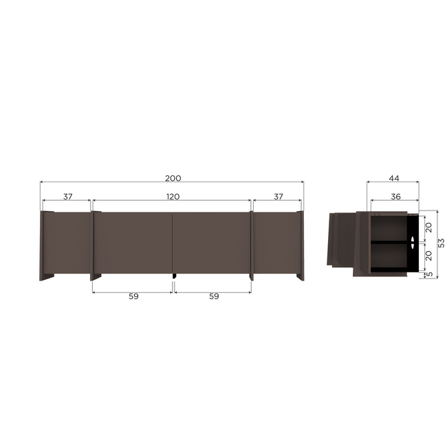 Woood Brock Tv Meubel 200 Cm Essen Fineer Middenbruin [fsc]