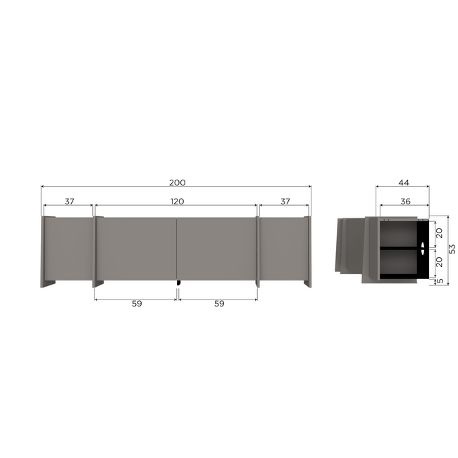 Woood Brock Tv Meubel 200 Cm Essen Fineer Warmgrijs [fsc]