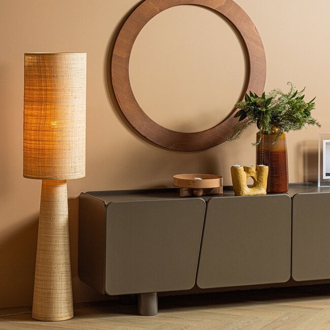 Woood Syro Vloerlamp Raffia Naturel 130xo30 Cm