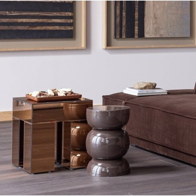 Woood Mirrox Bijzettafel Hout Spiegelglas Bruin [fsc]