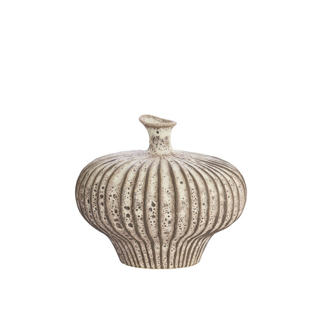 Light en Living Vaas deco 31x29,5x25,5 cm NEVANO mat donkerbruin + creme