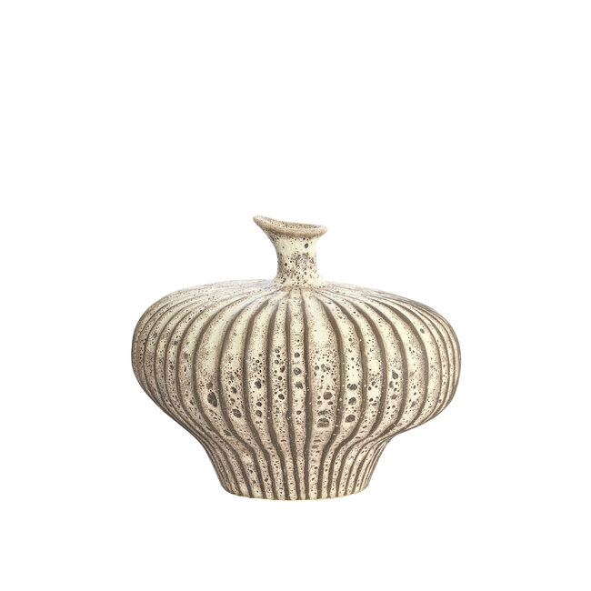 Light en Living Vaas deco 31x29,5x25,5 cm NEVANO mat donkerbruin + creme