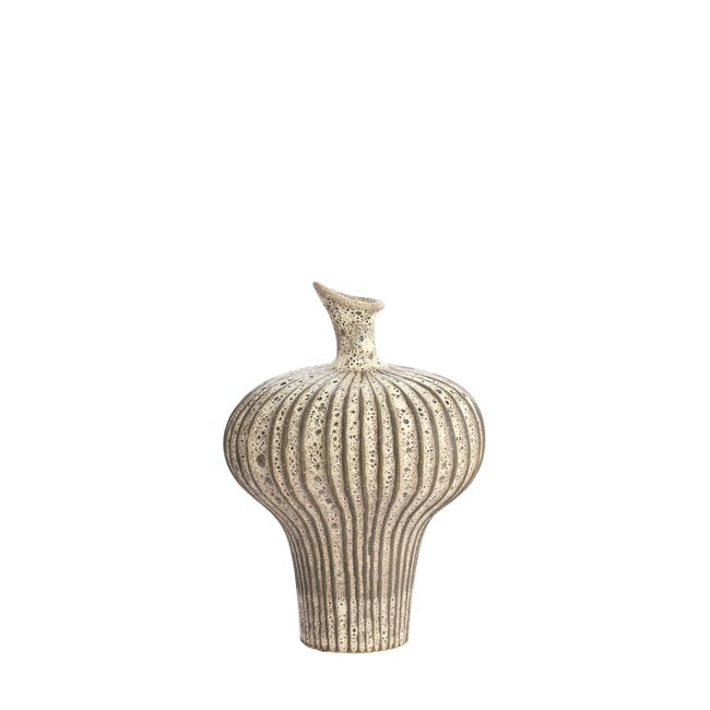 Light en Living Vaas deco 23x22x32,5 cm NEVANO mat donkerbruin + creme