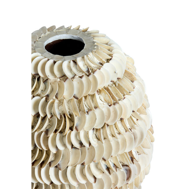 Light en Living Vaas deco  SARRIA Ø26 x 27 bamboo + schelp creme