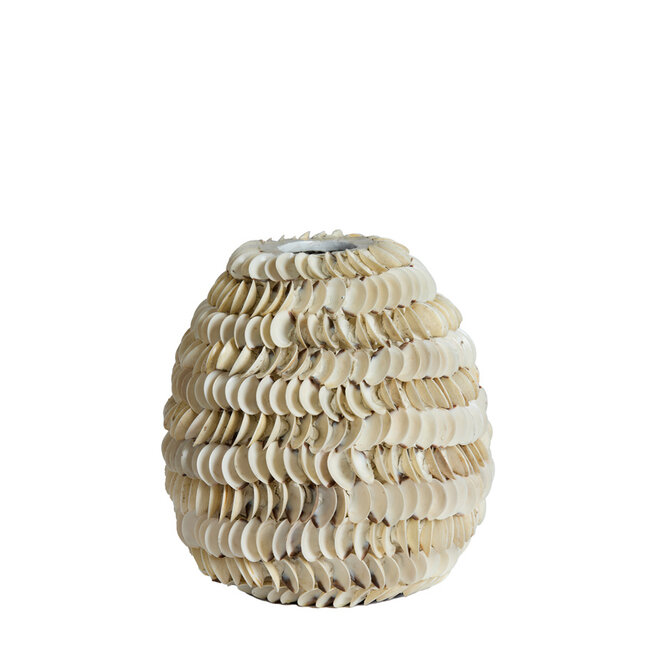Light en Living Vaas deco  SARRIA Ø26 x 27 bamboo + schelp creme