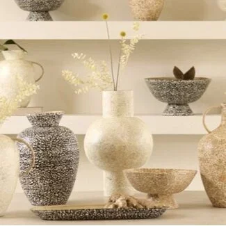 Light en Living Vaas deco Ø24x38 cm GIRONA bamboo creme