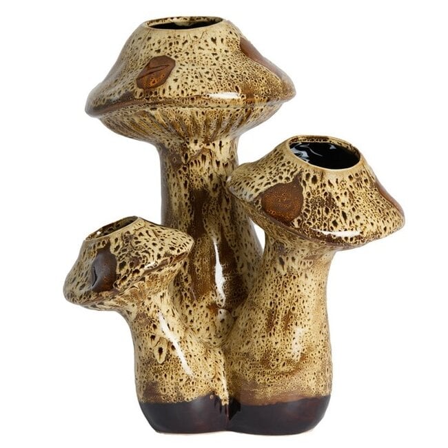 Light en Living Vaas deco 33,5x28,35x40,5 cm Paddestoel Keramiek donkerbruin + creme