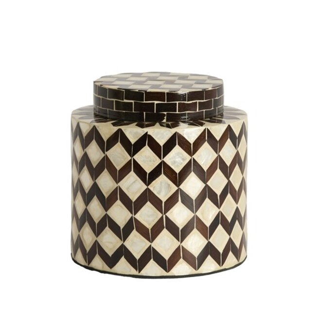 Light en Living Vaas deco Ø16x16 cm OLITE bamboo creme + donkerbruin