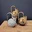 Light en Living Vaas deco 16x15,5x26 cm SERRES keramiek donkerbruin + creme + oranje