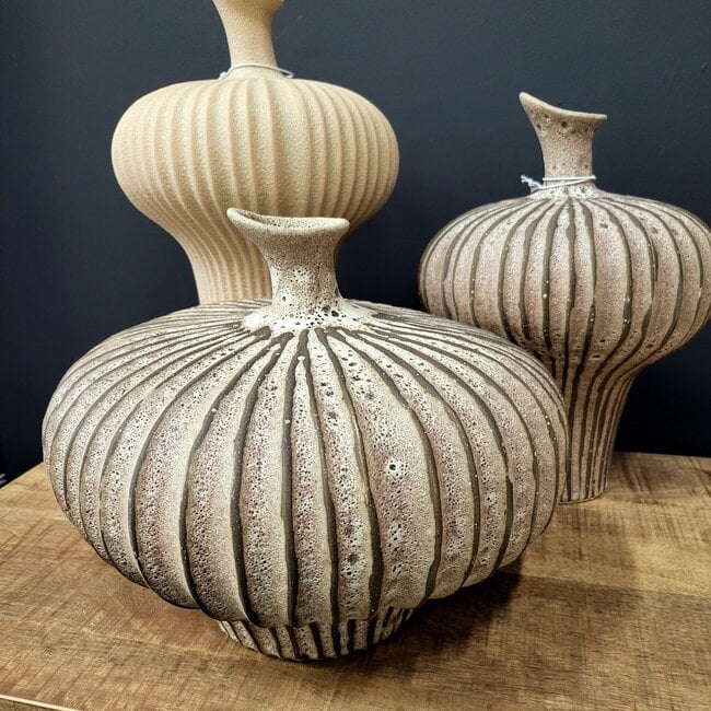 Light en Living Vaas deco 23x22x32,5 cm NEVANO mat donkerbruin + creme