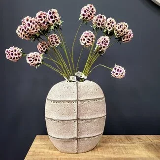 Light en Living Vaas deco 32x16x36 cm MANTU keramiek mat donkerbruin+roze