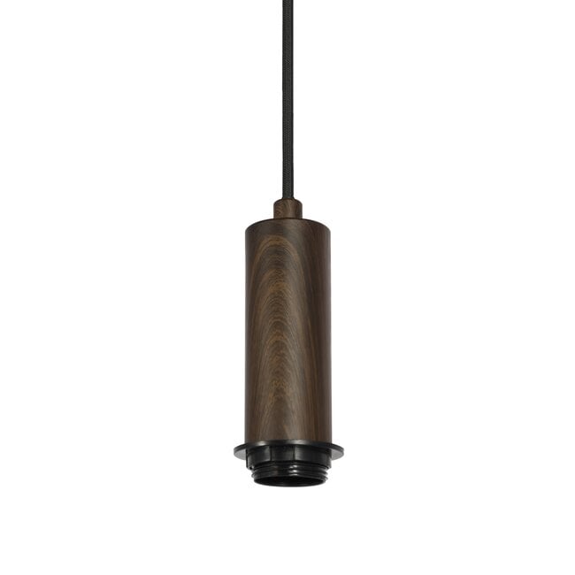 Light en Living Hanglamp 10L 144x49x200 cm HUXI Donkerbruin houtprint + linnen crème