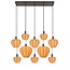 Light en Living Hanglamp 10L 144x49x200 cm HUXI Donkerbruin houtprint + linnen crème