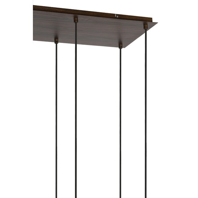 Light en Living Hanglamp 10L 144x49x200 cm HUXI Donkerbruin houtprint + linnen crème