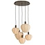 Light en Living Hanglamp 5L Ø76x140 cm HUXI houtprint donkerbruin + linnen crème