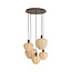 Light en Living Hanglamp 5L Ø76x140 cm HUXI houtprint donkerbruin + linnen crème