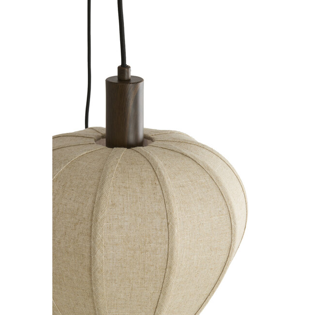 Light en Living Hanglamp 5L Ø76x140 cm HUXI houtprint donkerbruin + linnen crème