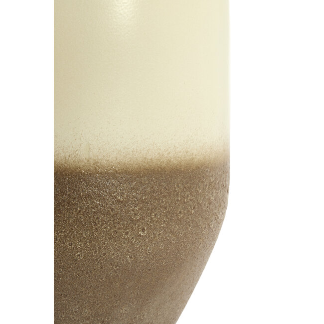 Light en Living Vaas / Pot deco Ø48,5x47,5 cm ISAURA keramiek crème + bruin