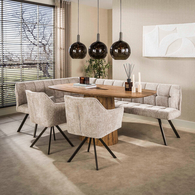 WoonStijl Eettafel Wave Centro Deens ovaal 180cm  Massief mango zand