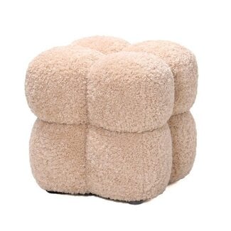 PTMD Poef teddy vierkant beige