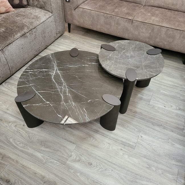PTMD Salontafel Ora Bruin met marmeren blad hoog