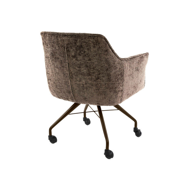 WoonStijl Armstoel Raster wieltjes Hoven taupe met bruin frame