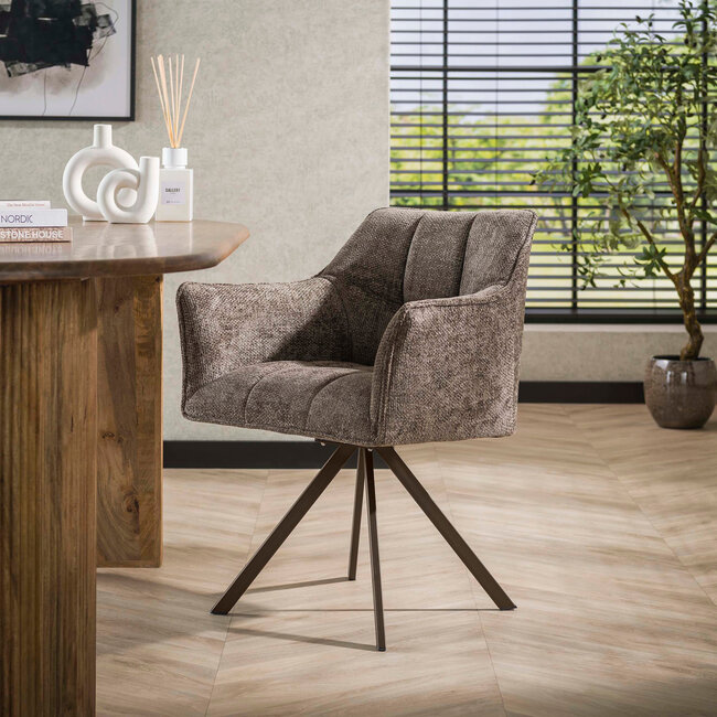 WoonStijl Armstoel Raster draaibaar Hoven taupe-bruin frame