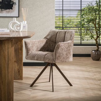 WoonStijl Armstoel Raster draaibaar Hoven champagne-bruin frame