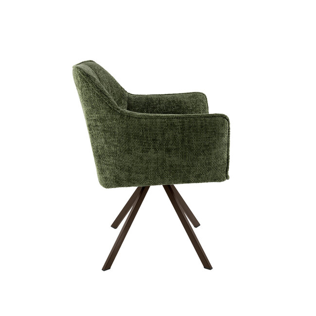 WoonStijl Armstoel Raster draaibaar Hoven groen-bruin frame