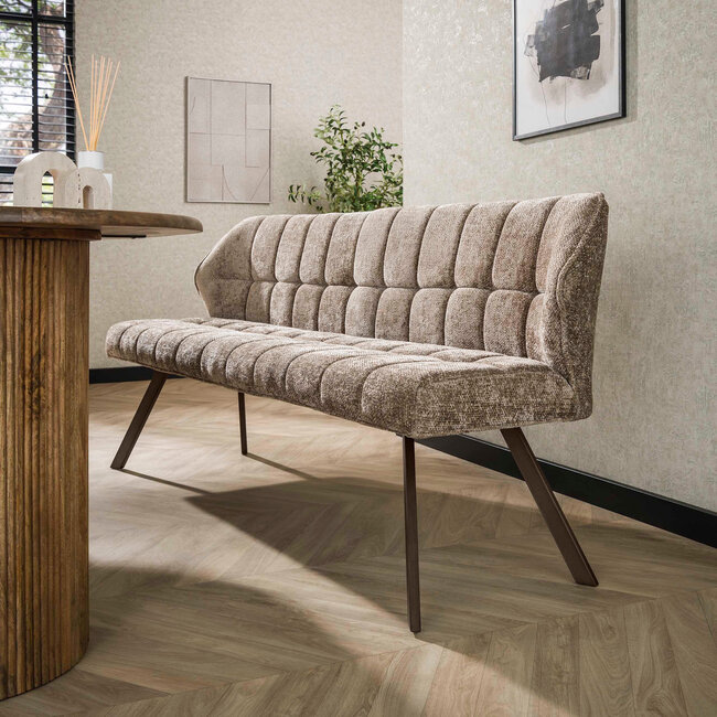 WoonStijl Eetkamerbank raster 180 Hoven champagne-bruin frame
