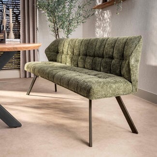 WoonStijl Eetkamerbank raster 180 Hoven groen-bruin frame