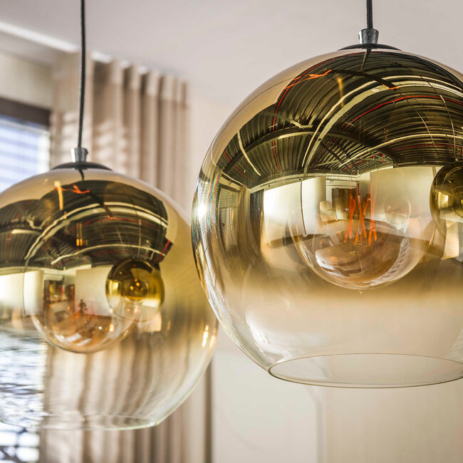 WoonStijl Hanglamp Bubble Shaded 3-licht Goud