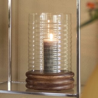 Light en Living Windlicht Ø23x34,5 cm MALDA mango hout bruin + glas