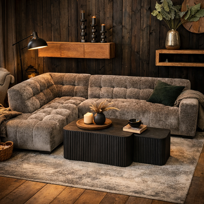 Tower Living Memphis 3 zits + Ottoman Links - Haga 16 charcoal