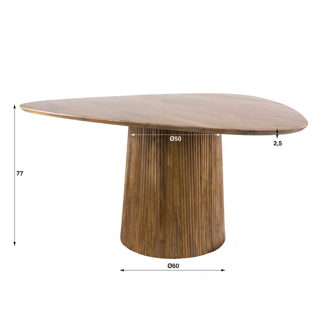 WoonStijl Eettafel Wave Centro driehoekig 150 mango