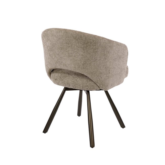 WoonStijl Armstoel Salon Cross draaibaar Boucle zand-bruin