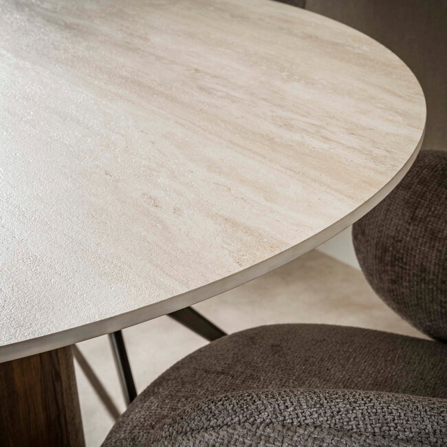WoonStijl Eettafel Romano Centro rond Ø120cm 3D keramiek travertin