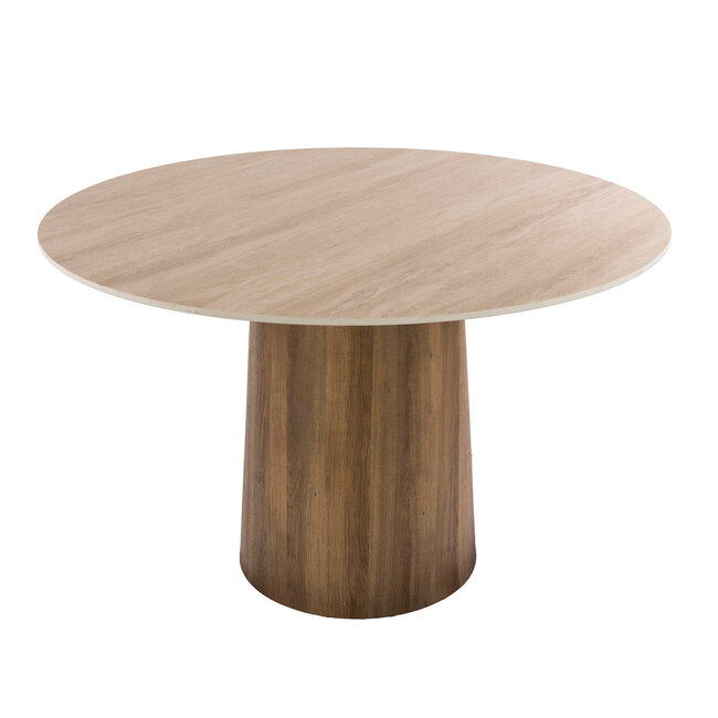 WoonStijl Eettafel Romano Centro rond Ø120cm 3D keramiek travertin