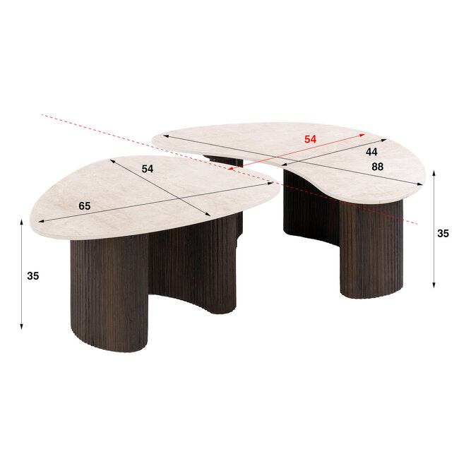 WoonStijl Salontafel Ceramo organisch set van 2 keramiek Taj Mahal