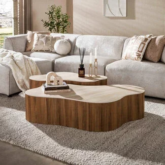 WoonStijl Salontafel Ceramo grande set van 2 Keramiek Travertin