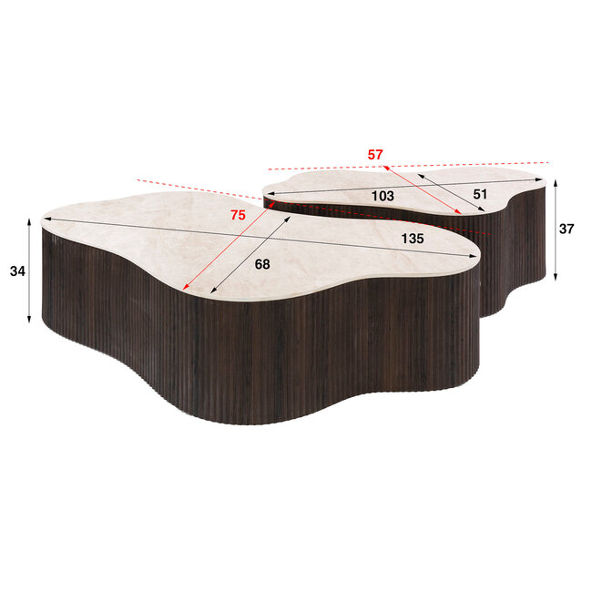 WoonStijl Salontafel Ceramo grande set van 2 Taj Mahal