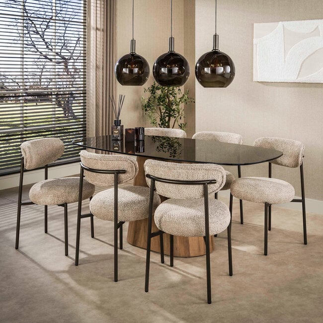 WoonStijl Eettafel Tinto Centro deens ovaal 180cm  Brons glas