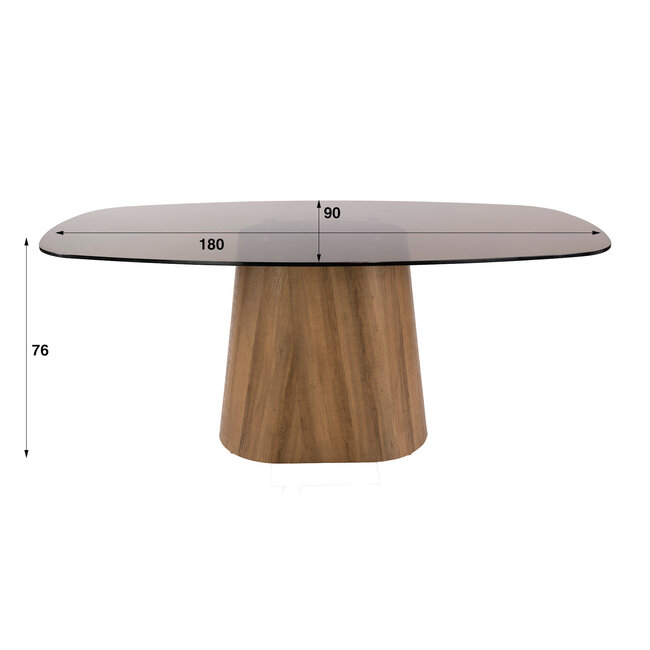 WoonStijl Eettafel Tinto Centro deens ovaal 180cm  Brons glas