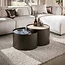 WoonStijl Salontafel Metal half moon set van 2 keramiek travertin