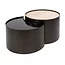 WoonStijl Salontafel Metal half moon set van 2 keramiek travertin