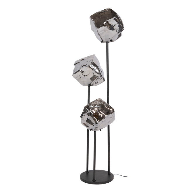 WoonStijl Vloerlamp Rock getrapt 3-lichts Chroom glas