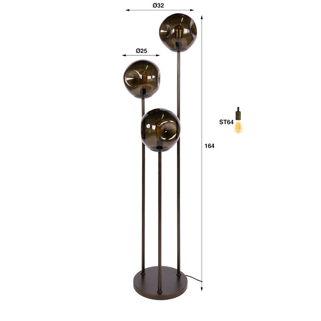 WoonStijl Vloerlamp 3L stellar Sienna bruin