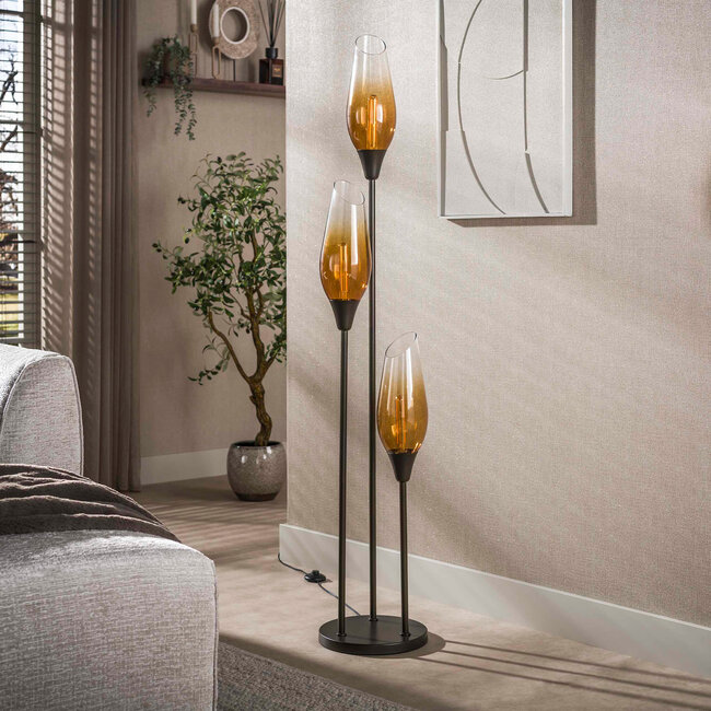 WoonStijl Vloerlamp Cocoon 3-lichts Sienna bruin-shaded