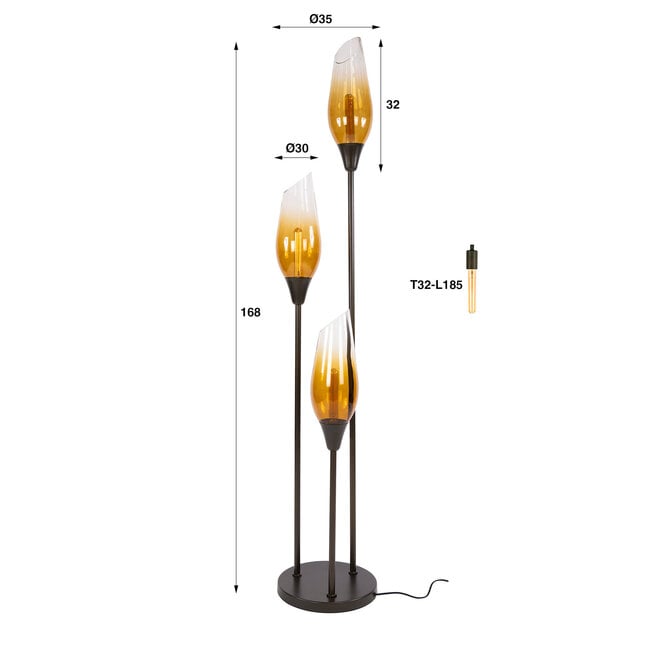 WoonStijl Vloerlamp Cocoon 3-lichts Sienna bruin-shaded