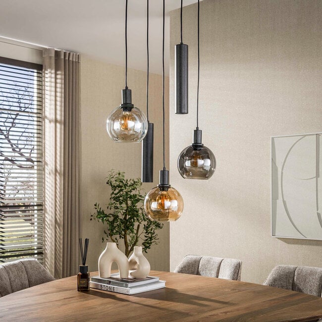 WoonStijl Hanglamp Sfera Tricolore getrapt 5-lichts Artic zwart